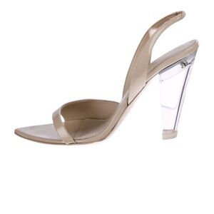 Elegant Beige Slingback Heels with Transparent Block Heel